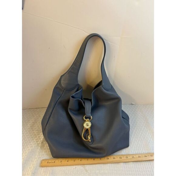 Dooney & Bourke Belvedere & Dust bag gold hook blue leather shoulder bag purse ( - Picture 7 of 16